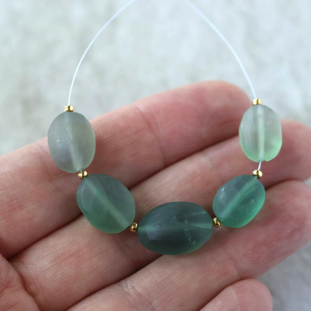 Natural Matte Green Fluorite Oval Bead 6 Pcs 6-9mm Gemstone Beads DIY Jewelry Making Necklace Earrings