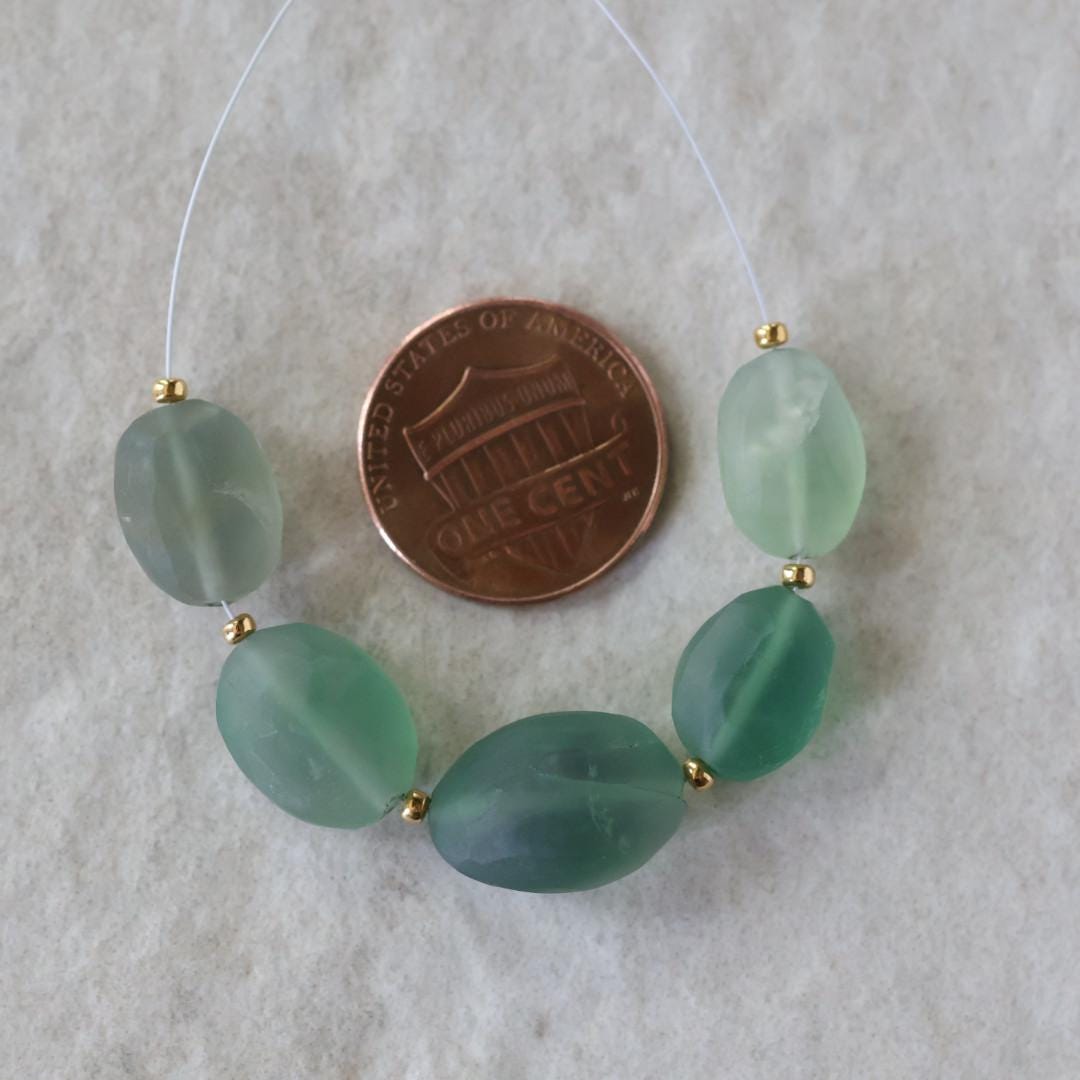 Natural Matte Green Fluorite Oval Bead 6 Pcs 6-9mm Gemstone Beads DIY Jewelry Making Necklace Earrings
