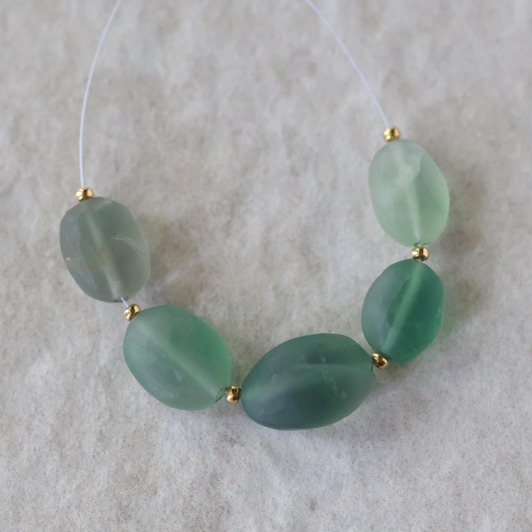 Natural Matte Green Fluorite Oval Bead 6 Pcs 6-9mm Gemstone Beads DIY Jewelry Making Necklace Earrings