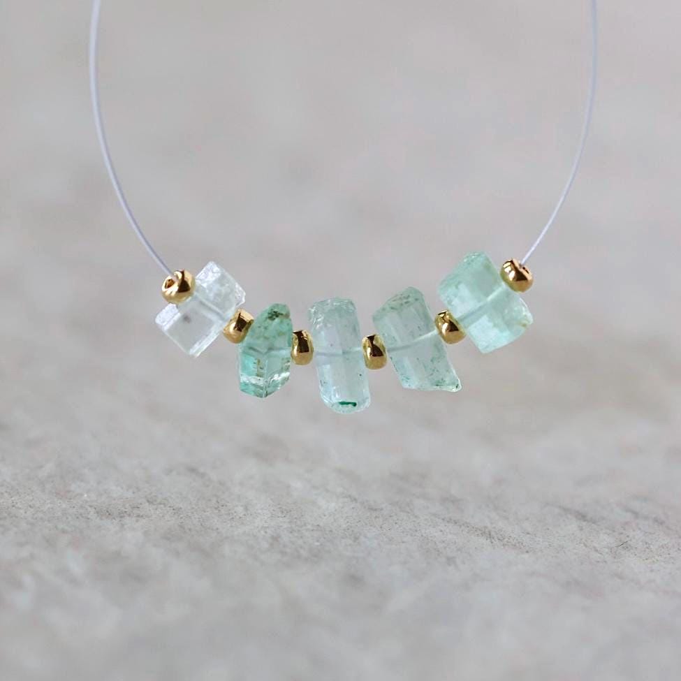Natural Nigerian Emerald Stick Beads Tube 5-6mm Raw Emerald Gemstone for DIY Jewelry Making Earrings Pendant Supplies