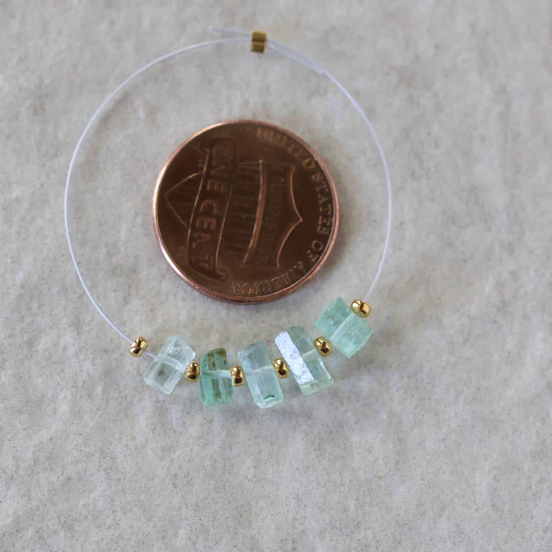 Natural Nigerian Emerald Stick Beads Tube 5-6mm Raw Emerald Gemstone for DIY Jewelry Making Earrings Pendant Supplies