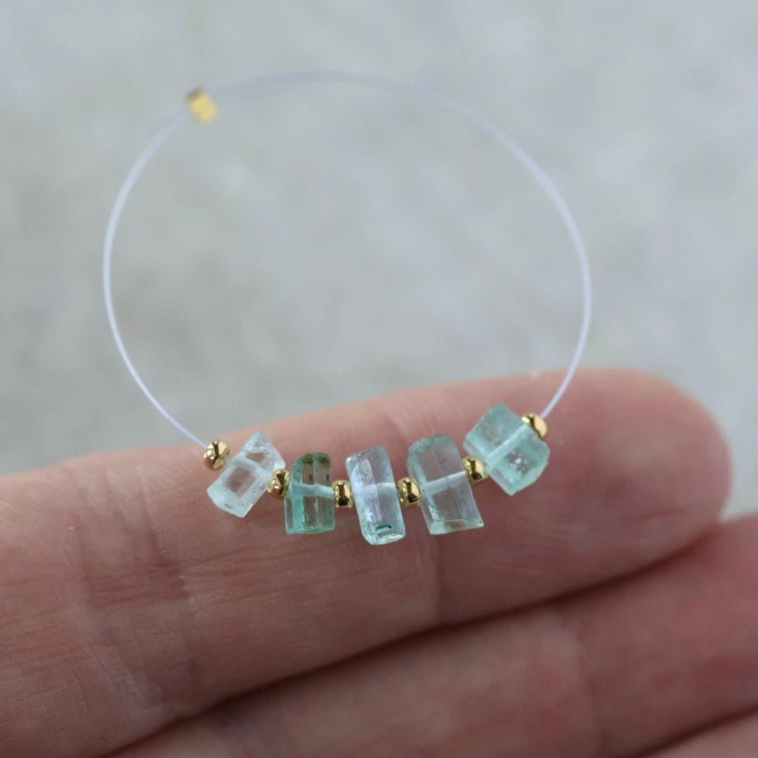 Natural Nigerian Emerald Stick Beads Tube 5-6mm Raw Emerald Gemstone for DIY Jewelry Making Earrings Pendant Supplies