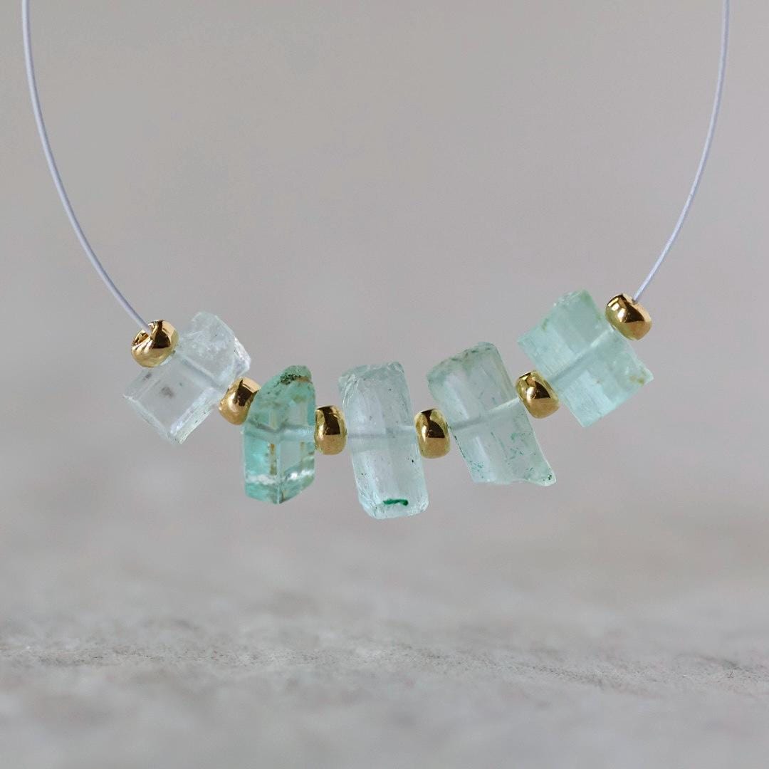 Natural Nigerian Emerald Stick Beads Tube 5-6mm Raw Emerald Gemstone for DIY Jewelry Making Earrings Pendant Supplies