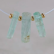 Natural Nigerian Emerald Stick Beads Tube Briolettes 12-13mm Raw Emerald Gemstone for DIY Jewelry Making Earrings Pendant Supplies