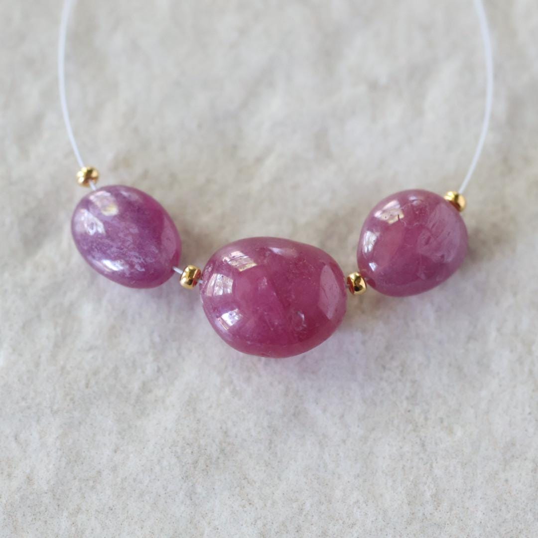 Natural Pink Sapphire Bead Oval Smooth 10x13mm Nugget Stone Chunk Gemstone Bead for DIY Jewelry Making Pendant