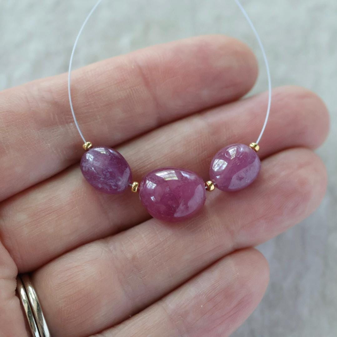 Natural Pink Sapphire Bead Oval Smooth 10x13mm Nugget Stone Chunk Gemstone Bead for DIY Jewelry Making Pendant