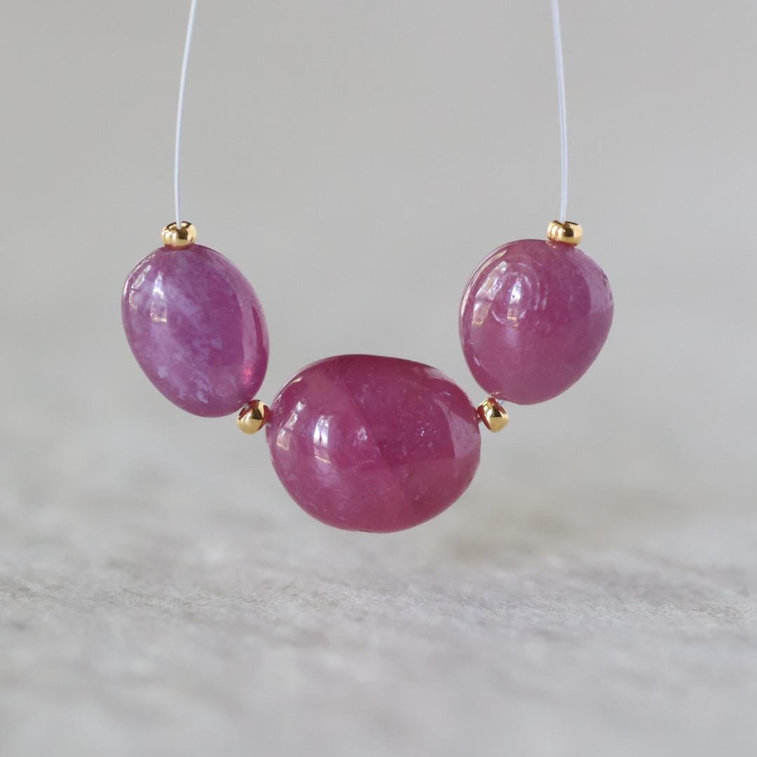 Natural Pink Sapphire Bead Oval Smooth 10x13mm Nugget Stone Chunk Gemstone Bead for DIY Jewelry Making Pendant