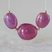 Natural Pink Sapphire Bead Oval Smooth 10x13mm Nugget Stone Chunk Gemstone Bead for DIY Jewelry Making Pendant