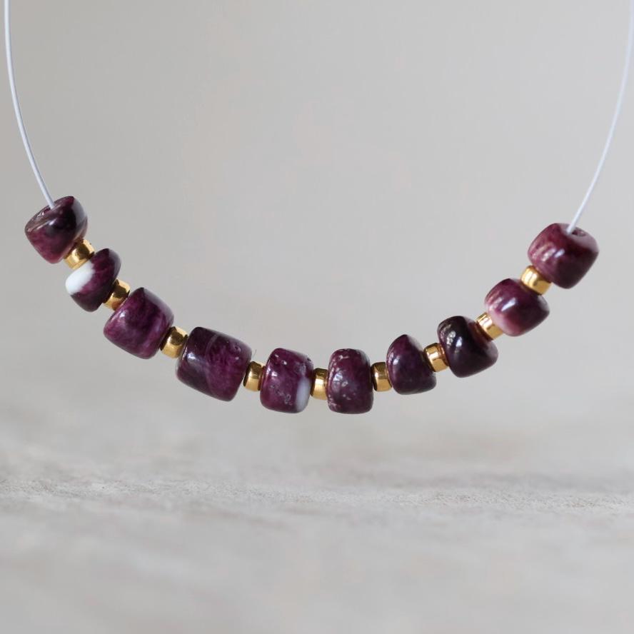 Natural Purple Spiny Oyster Bead Shell Tube Nuggets Smooth 3mm Natural Shell Accents for DIY Jewelry Making Supplies