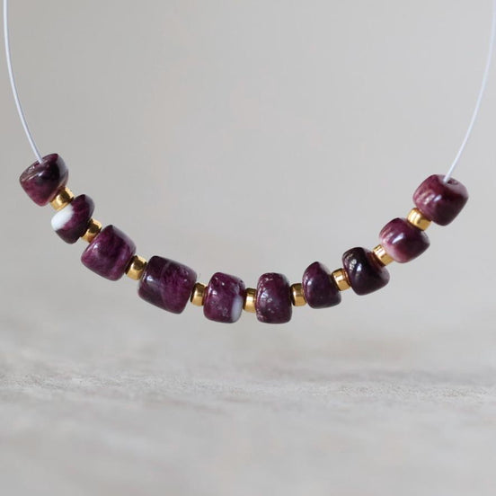 Natural Purple Spiny Oyster Bead Shell Tube Nuggets Smooth 3mm Natural Shell Accents for DIY Jewelry Making Supplies