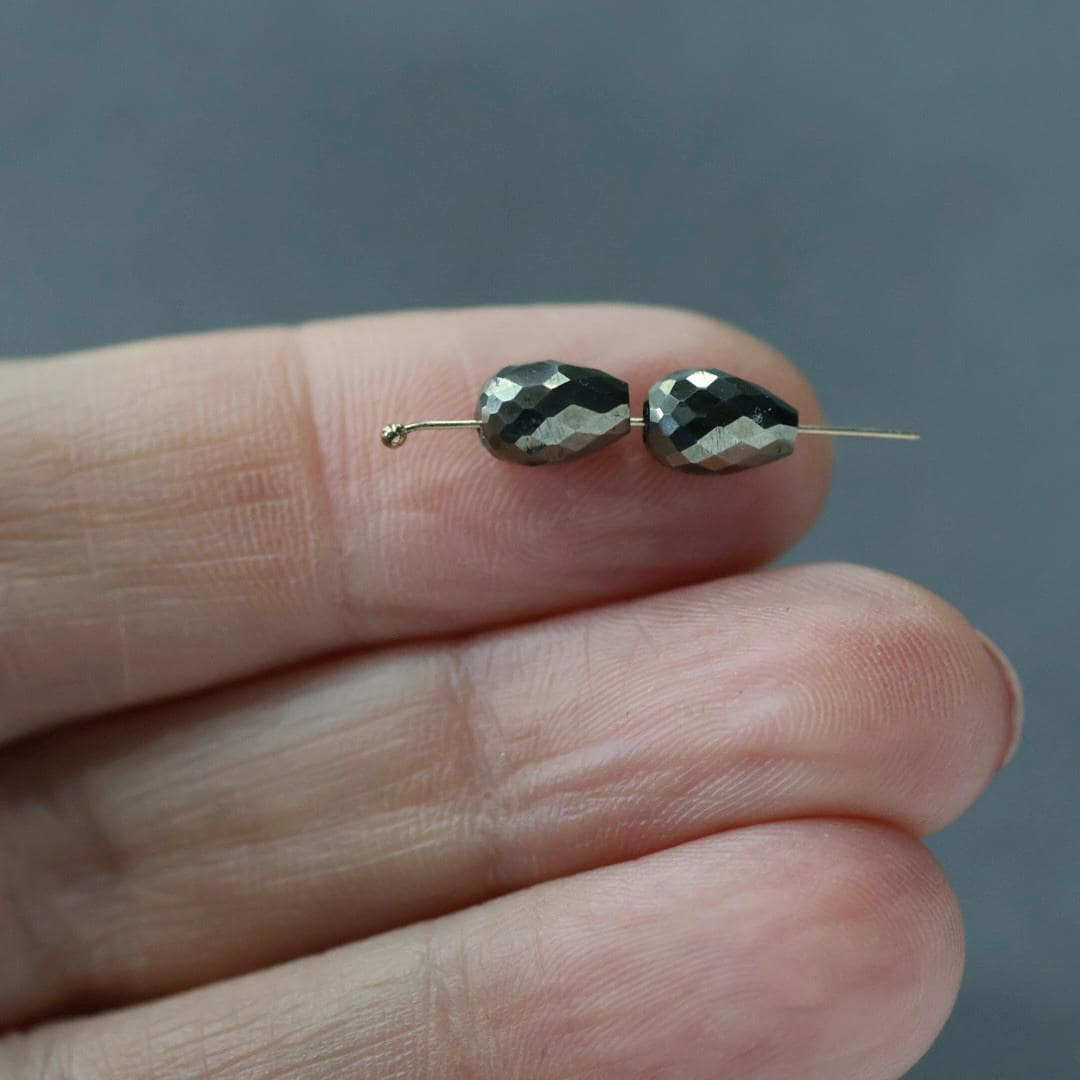 Natural Pyrite Teardrop Beads Faceted 5x7mm Nuggets Stone Chunk Gemstone Bead Jewelry Making Craft Gift Beads March Birthstone