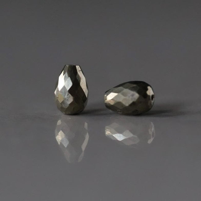 Natural Pyrite Faceted Teardrop Bead 5x7mm, 1 Pc