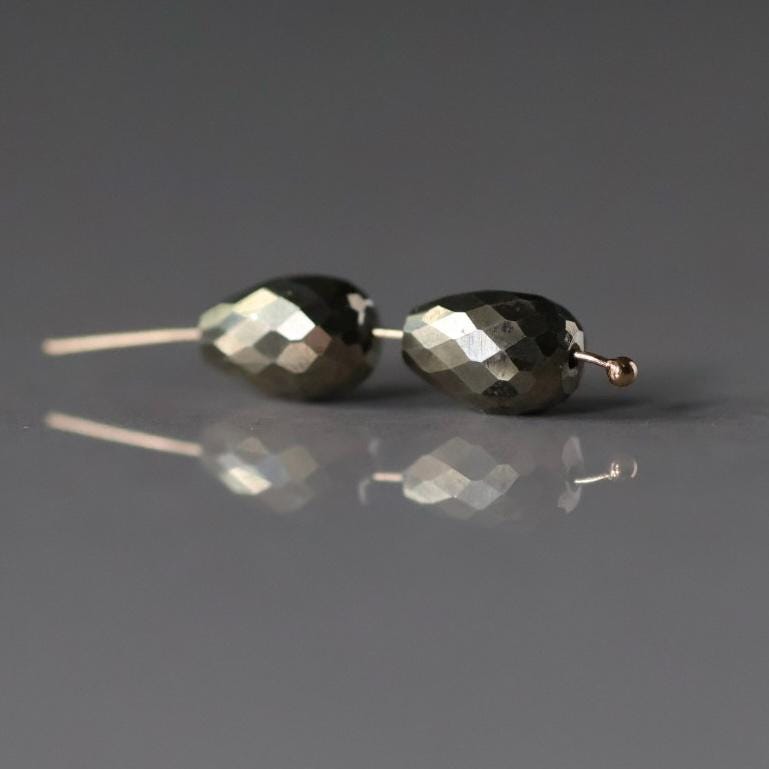 Natural Pyrite Faceted Teardrop Bead 5x7mm, 1 Pc