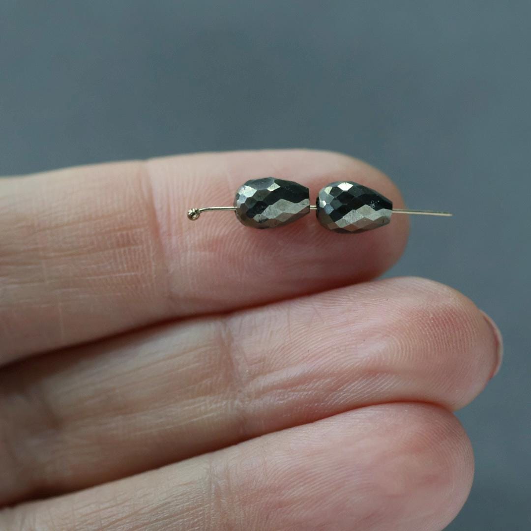 Natural Pyrite Faceted Teardrop Bead 5x7mm, 1 Pc