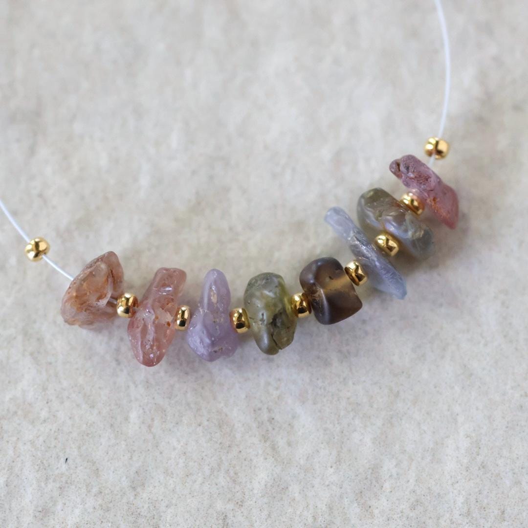 Natural Raw Multi Sapphire Nugget Beads Rough Colorful Sapphire Chunks Gemstone for DIY Jewelry Making