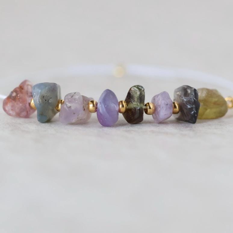 Natural Raw Multi Sapphire Nugget Beads Rough Colorful Sapphire Chunks Gemstone for DIY Jewelry Making