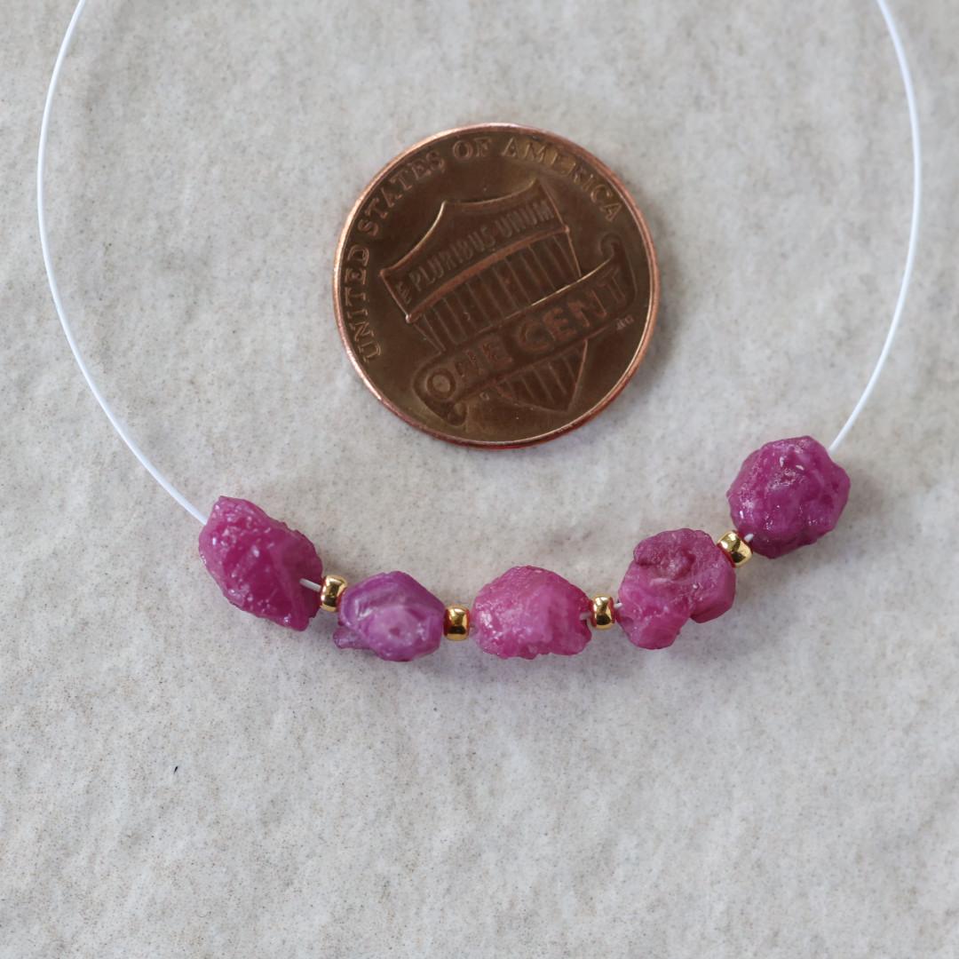 Natural Raw Ruby Nugget Beads 5-6mm Stone Rough Chunks Gemstone for DIY Jewelry Making