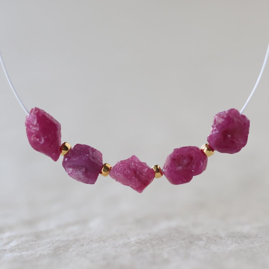 Natural Raw Ruby Nugget Beads 5-6mm Stone Rough Chunks Gemstone for DIY Jewelry Making