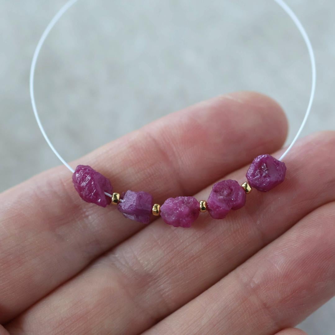 Natural Raw Ruby Nugget Beads 5-6mm Stone Rough Chunks Gemstone for DIY Jewelry Making