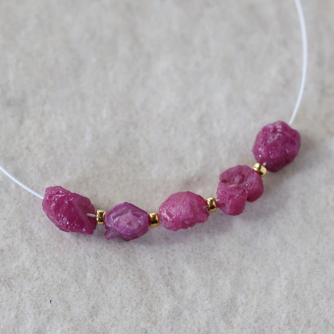 Natural Raw Ruby Nugget Beads 5-6mm Stone Rough Chunks Gemstone for DIY Jewelry Making