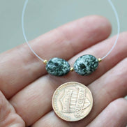 Natural Russian Seraphinite Oval Beads Smooth 2 Pcs Genuine Gemstone for DIY Jewelry Making