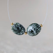 Natural Russian Seraphinite Oval Beads Smooth 2 Pcs Genuine Gemstone for DIY Jewelry Making