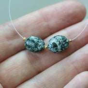 Natural Russian Seraphinite Oval Beads Smooth 2 Pcs Genuine Gemstone for DIY Jewelry Making