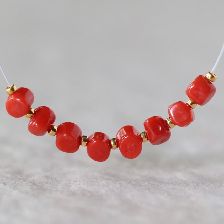 Natural Sardinia Italian Coral Tube Beads 3mm Sticks Genuine Undyed Red Coral for DIY Jewelry Making Gift for crafter