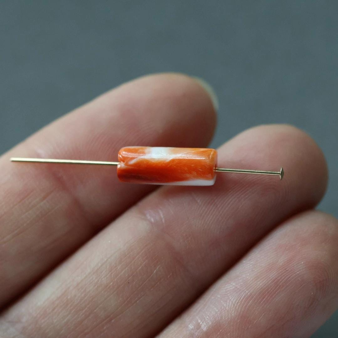 Natural Spiny Oyster Shell Tube Bead Smooth 5-6mm 1 Pc Natural Shell Accent Beads for DIY Jewelry Making Earrings Pendants