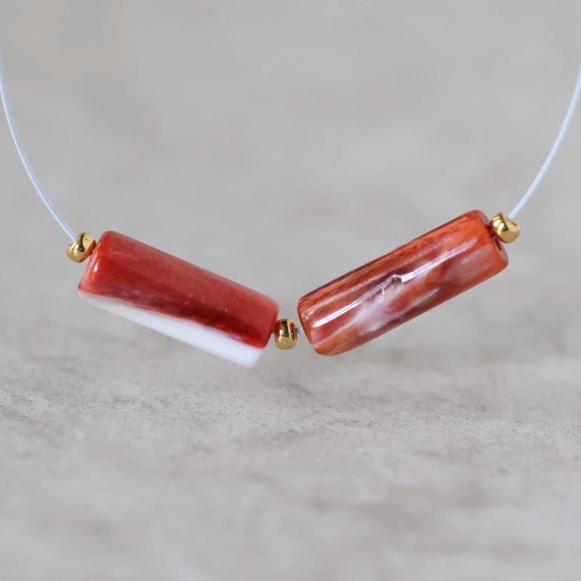 Natural Spiny Oyster Shell Tube Bead Smooth Natural Shell Accent Beads for DIY Jewelry Making