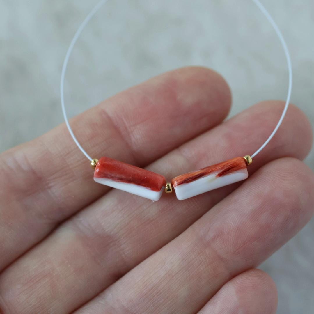 Natural Spiny Oyster Shell Tube Bead Smooth Natural Shell Accent Beads for DIY Jewelry Making