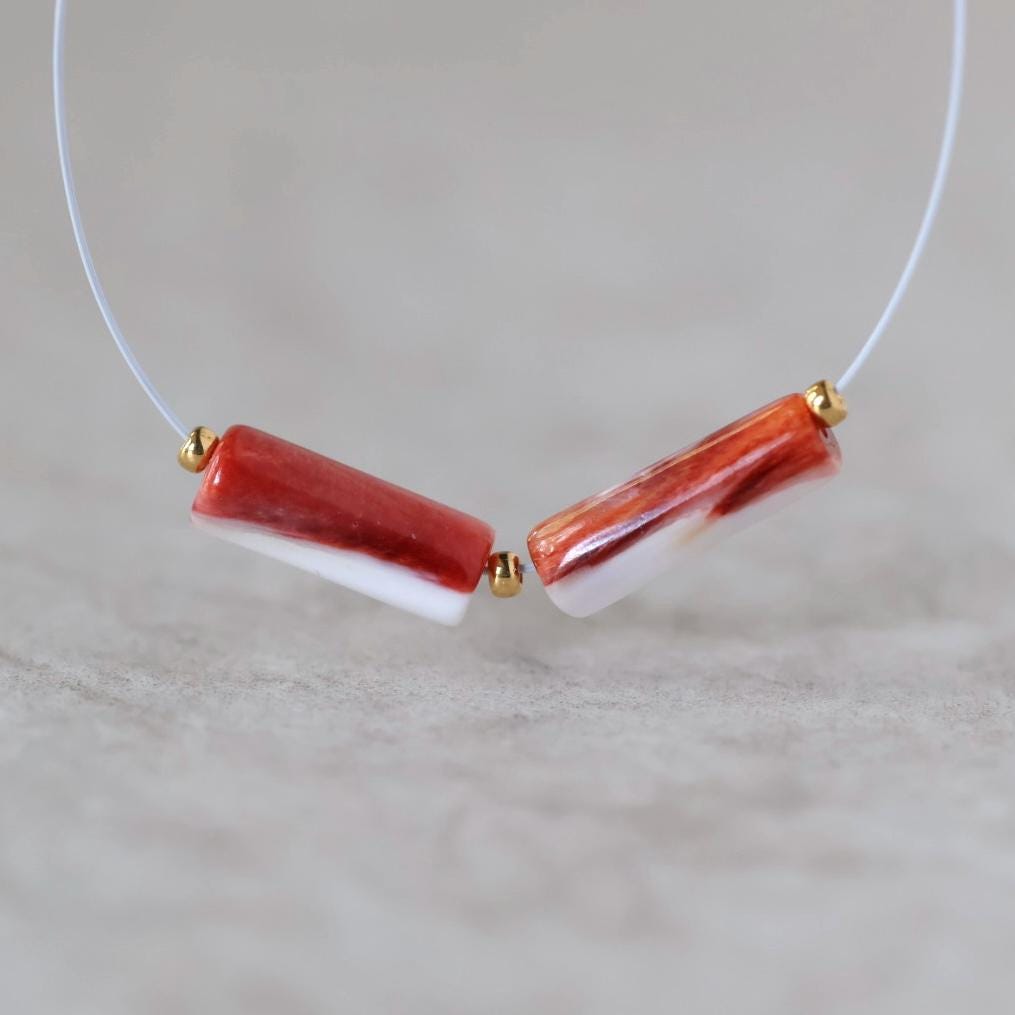 Natural Spiny Oyster Shell Tube Bead Smooth Natural Shell Accent Beads for DIY Jewelry Making