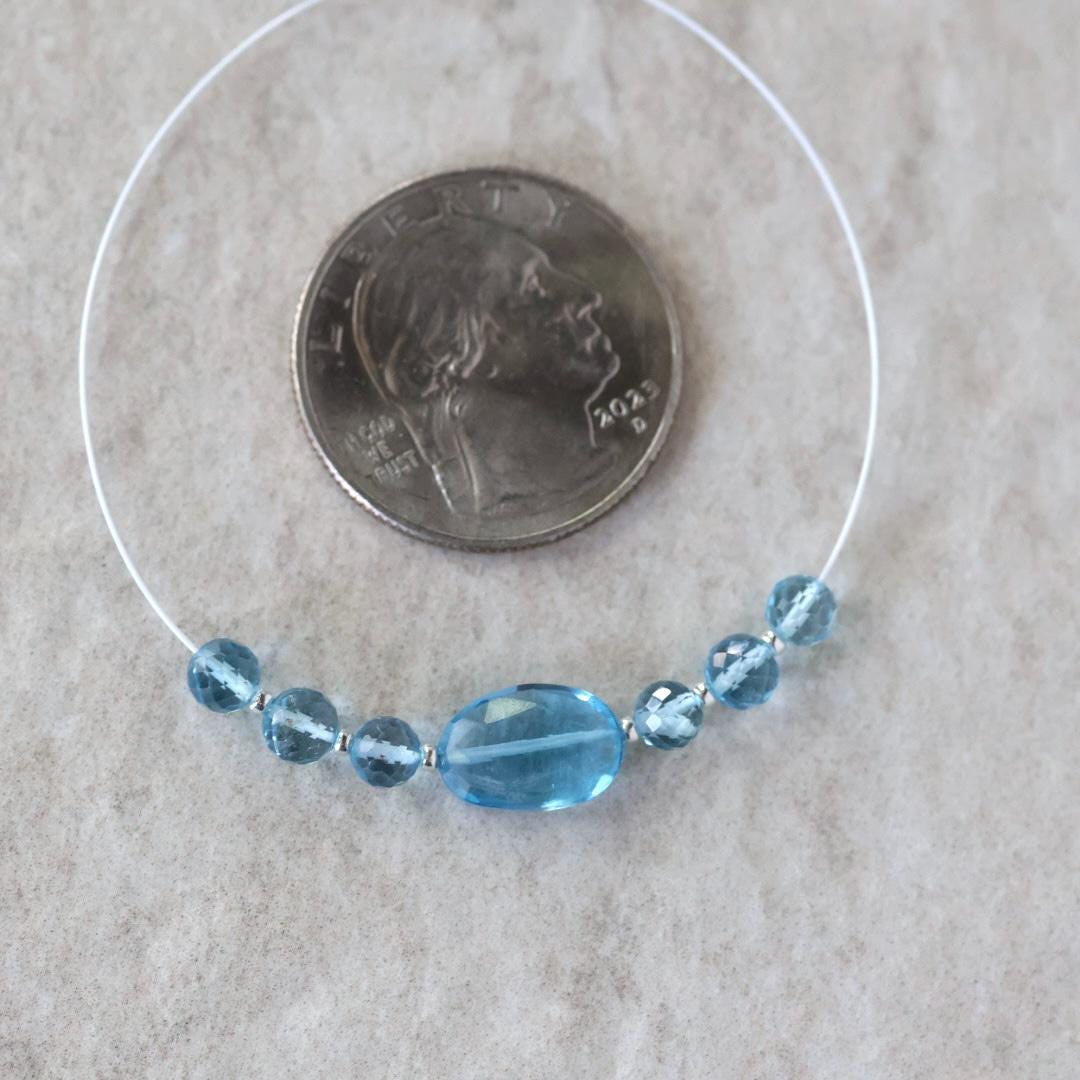 Natural Swiss Blue Topaz Faceted Beads Round Oval Genuine Gemstone for DIY Jewelry Making Supplies Pendants