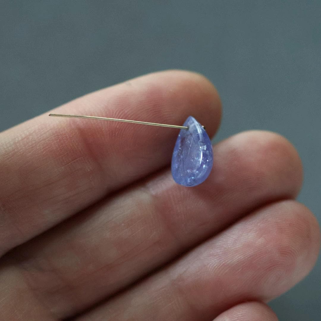Natural Tanzanite Smooth Briolette Bead 8x11mm Teardrop Top Center Drilled Stone Gemstone Bead for DIY Jewelry Making Pendant