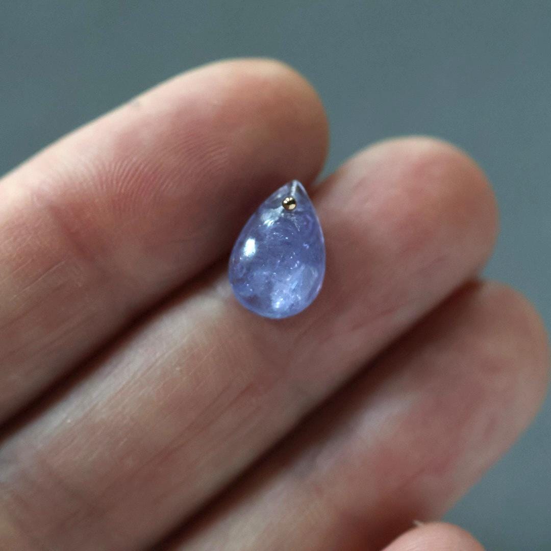 Natural Tanzanite Smooth Briolette Bead 8x11mm Teardrop Top Center Drilled Stone Gemstone Bead for DIY Jewelry Making Pendant