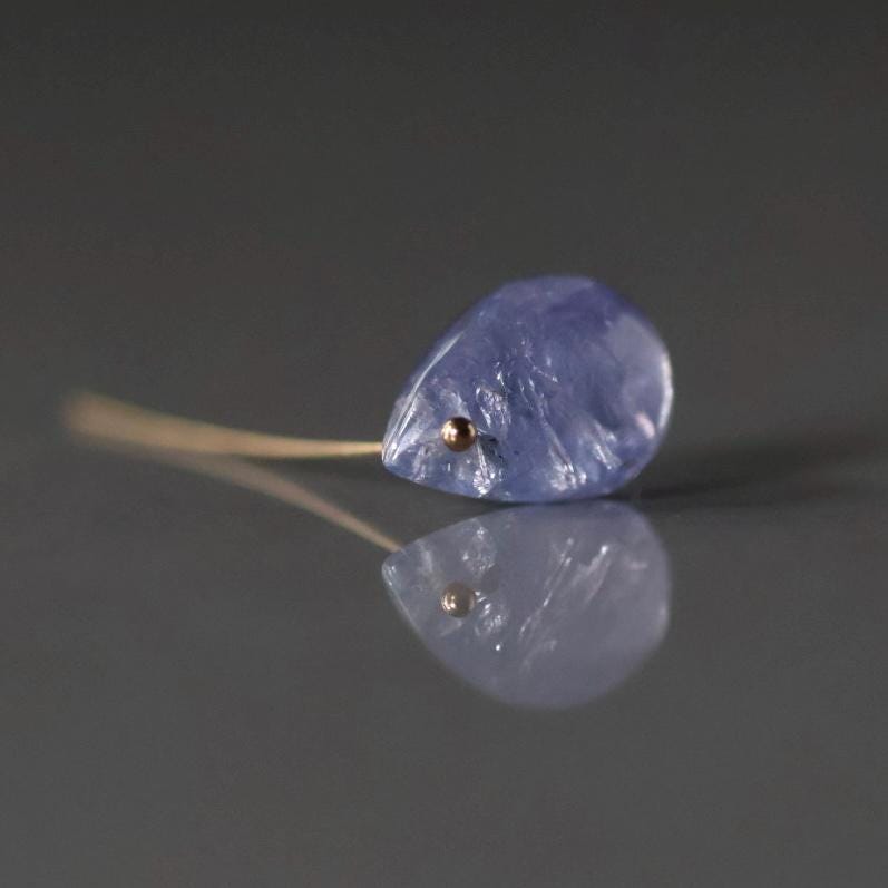 Natural Tanzanite Smooth Briolette Bead 8x11mm Teardrop Top Center Drilled Stone Gemstone Bead for DIY Jewelry Making Pendant