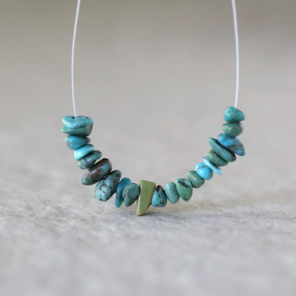 Natural Turquoise Chip Beads Nuggets Smooth 4-7mm 2” strand Vintage Turquoise Gemstone Beads DIY Jewelry Making December Birthstone