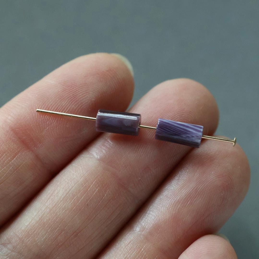 Natural Wampum Quahog Shell Tube Beads Smooth 4x8mm 2pc Natural Shell Accent Beads for DIY Jewelry Making Earrings Pendants