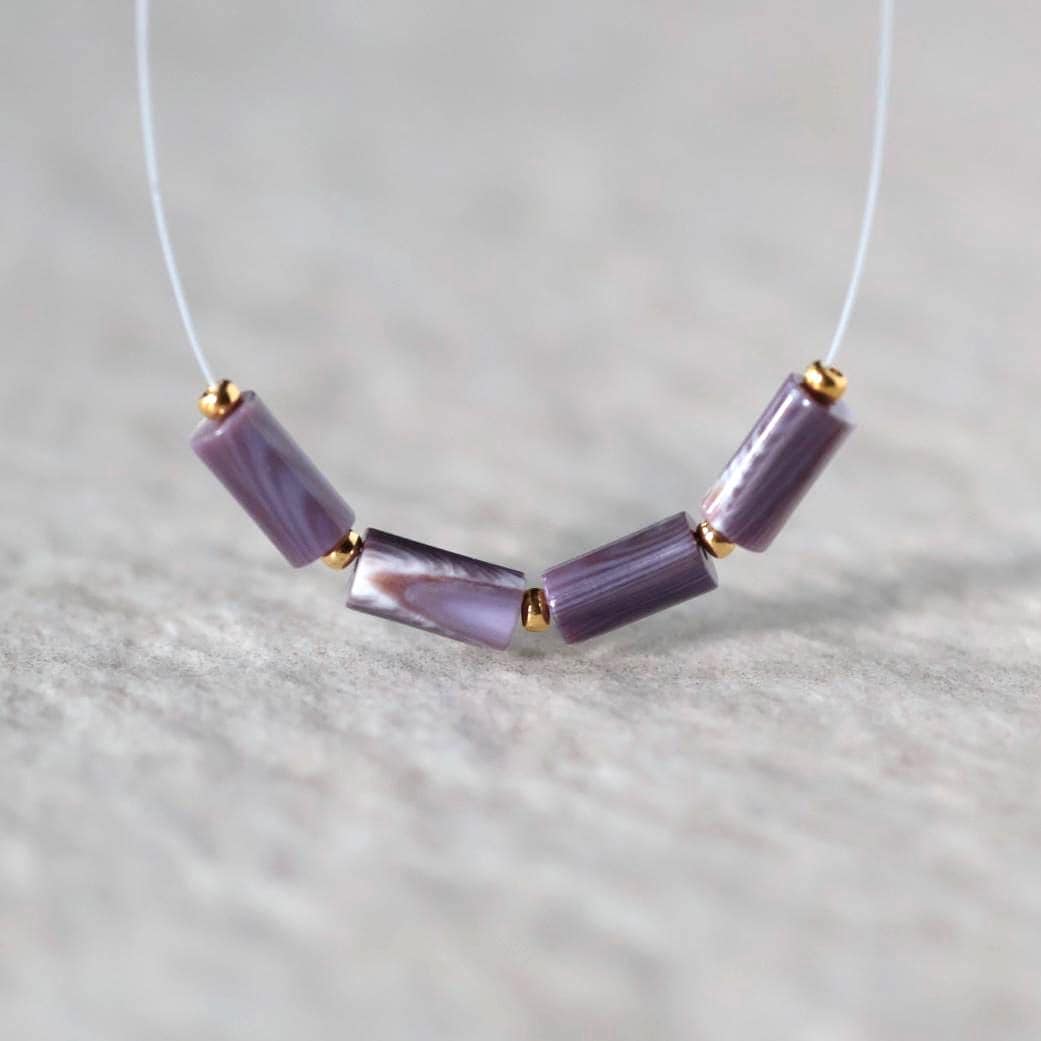 Natural Wampum Quahog Shell Tube Beads Smooth 4x8mm Natural Purple Shell Accent for DIY Jewelry Making