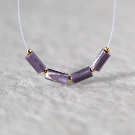 Natural Wampum Quahog Shell Tube Beads Smooth 4x8mm Natural Purple Shell Accent for DIY Jewelry Making