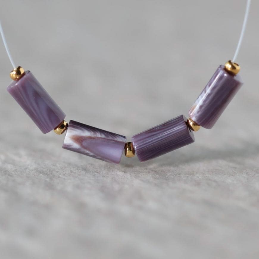 Natural Wampum Quahog Shell Tube Beads Smooth 4x8mm Natural Purple Shell Accent for DIY Jewelry Making