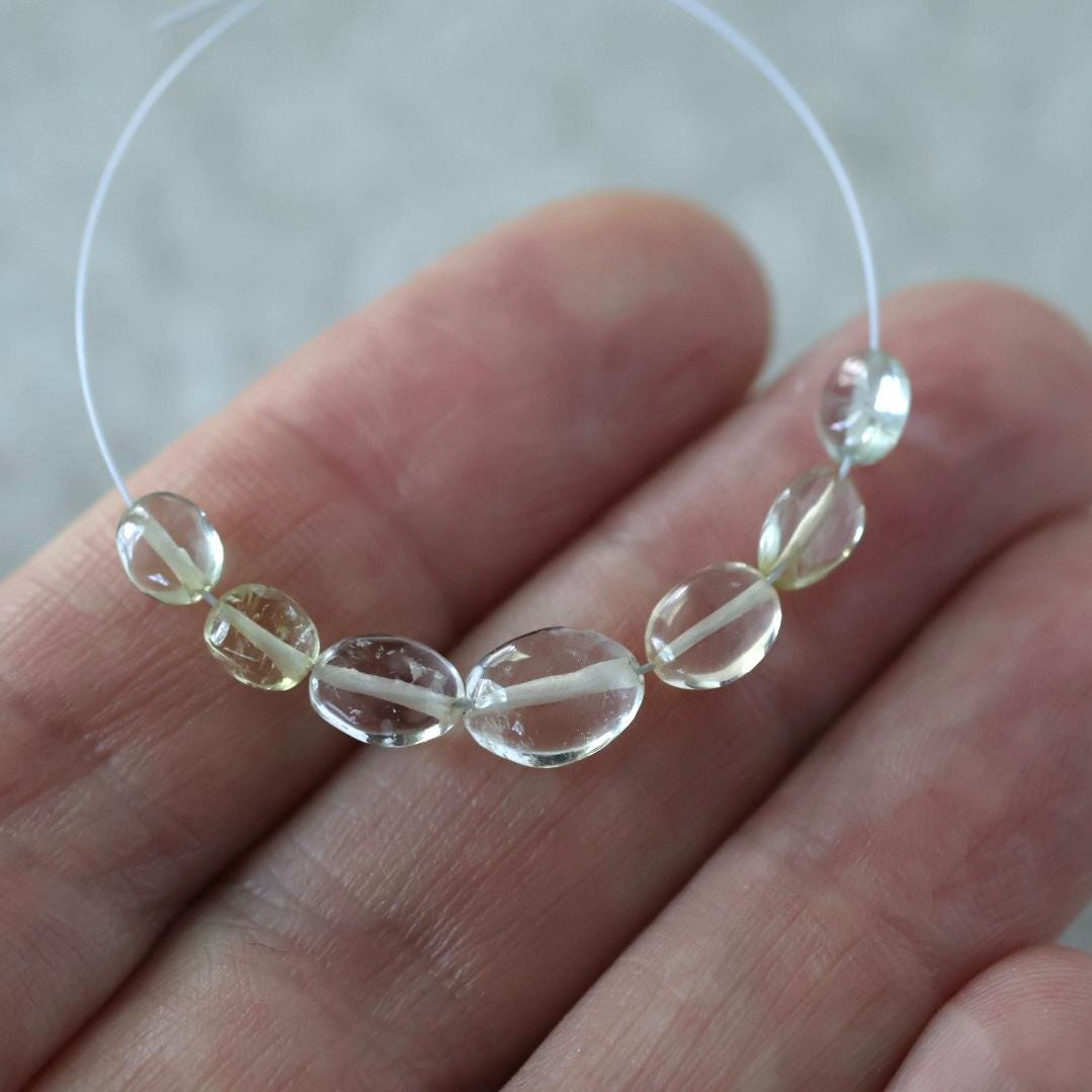 Natural Yellow Aquamarine Oval Beads Smooth 5mm Nuggets Stone Chunk Gemstone Bead Jewelry Making Craft Gift Beads March Birthstone