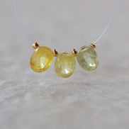 Natural Yellow Sapphire Beads Briolettes Oval Faceted 3 Pcs 5x7mm Faceted Drops Genuine Gemstone for DIY Jewelry Making Earrings Pendant