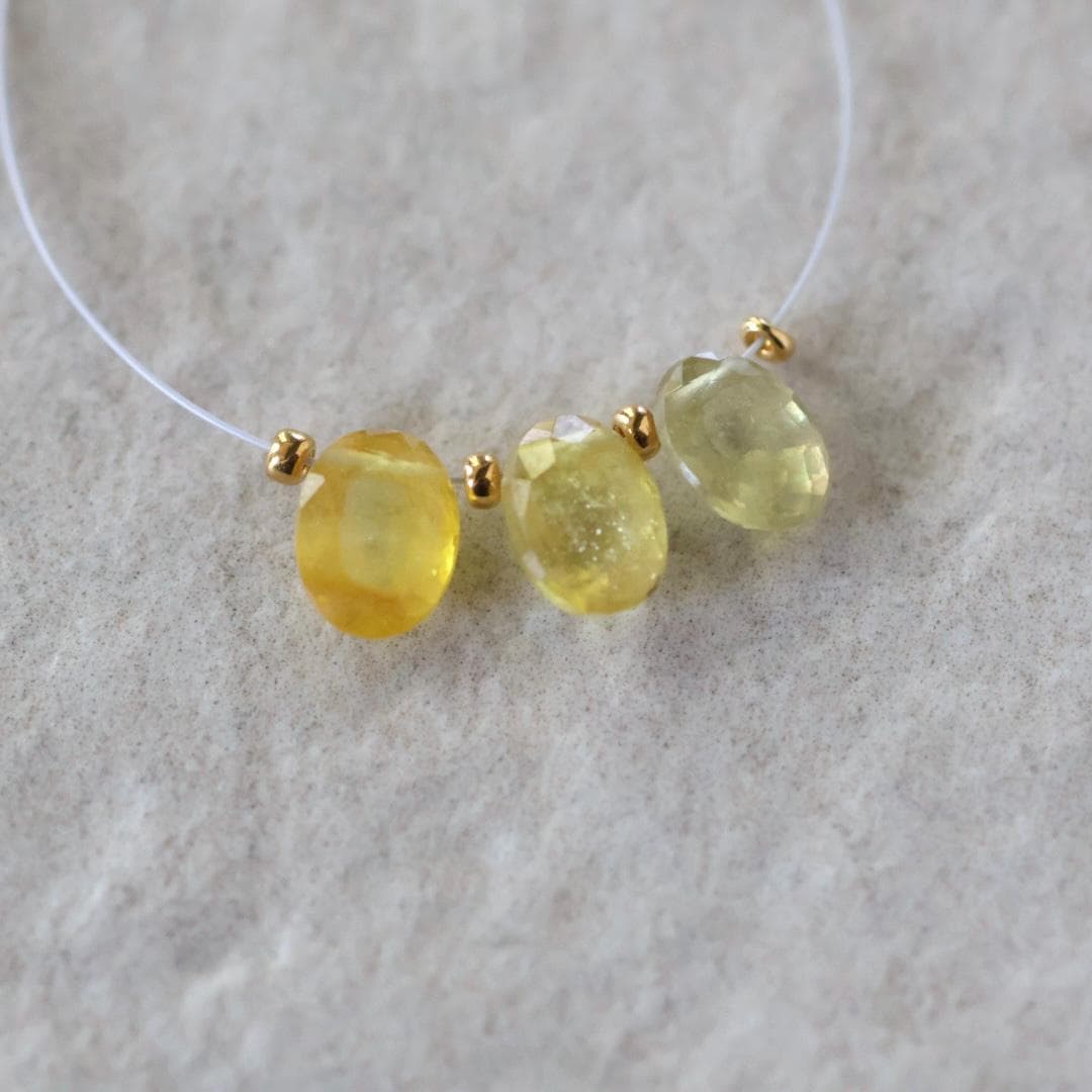 Natural Yellow Sapphire Beads Briolettes Oval Faceted 3 Pcs 5x7mm Faceted Drops Genuine Gemstone for DIY Jewelry Making Earrings Pendant