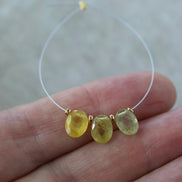Natural Yellow Sapphire Beads Briolettes Oval Faceted 3 Pcs 5x7mm Faceted Drops Genuine Gemstone for DIY Jewelry Making Earrings Pendant