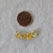Natural Yellow Sapphire Beads Briolettes Oval Faceted 4Pcs 6x8mm Faceted Drops Genuine Gemstone for DIY Jewelry Making Earrings Pendant