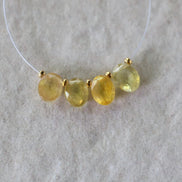 Natural Yellow Sapphire Beads Briolettes Oval Faceted 4Pcs 6x8mm Faceted Drops Genuine Gemstone for DIY Jewelry Making Earrings Pendant