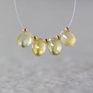 Natural Yellow Sapphire Beads Briolettes Oval Faceted 4Pcs 6x8mm Faceted Drops Genuine Gemstone for DIY Jewelry Making Earrings Pendant