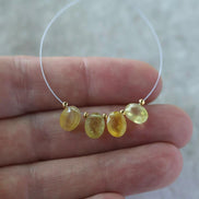 Natural Yellow Sapphire Beads Briolettes Oval Faceted 4Pcs 6x8mm Faceted Drops Genuine Gemstone for DIY Jewelry Making Earrings Pendant