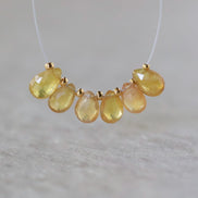 Natural Yellow Sapphire Beads Briolettes Pear Shape 6 Pcs 5x8mm Faceted Drops Sapphire Genuine Gemstone DIY Jewelry Earrings Pendant